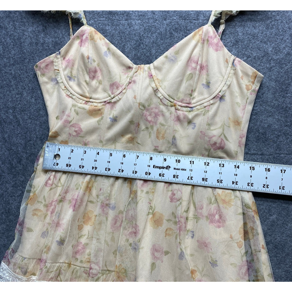Lulus Dress Womens Small Cream Floral Lace Tiered Midi Ruffle Romantic Fairy - Picture 10 of 16